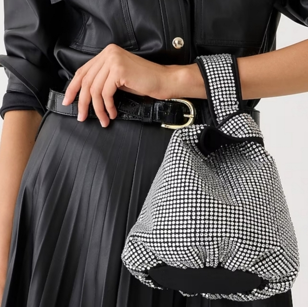 J. Crew Black and Silver Studded Bag